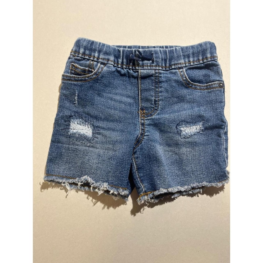 OshKosh B'gosh Toddler Girls Blue Distressed Denim Shorts 18M Frayed Hem